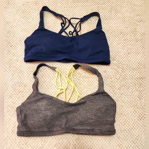 Lululemon Sports Bras - a pair of 2 - grey w/ yellow straps and navy - Picture 1 of 5